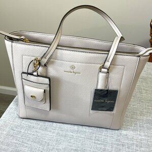 Nannette Lapore Light Cream Vegan Leather Satchel Style Jaelyn Tote NWT